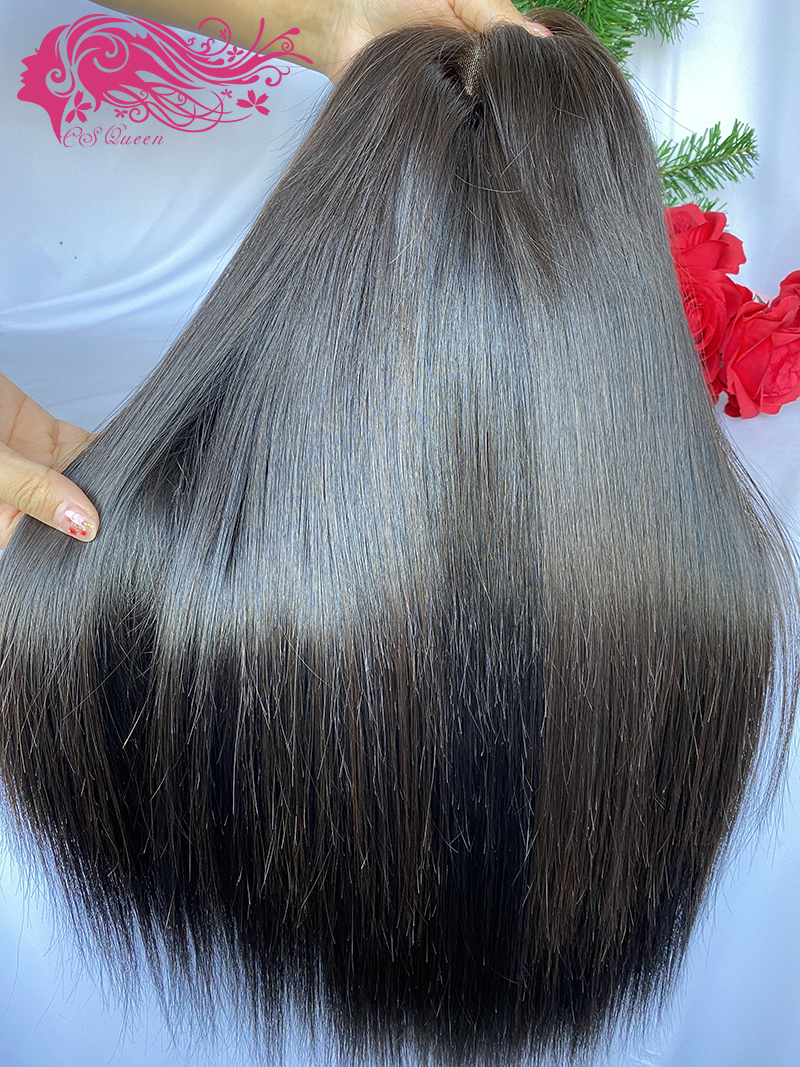 Csqueen Raw Straight hair 13*6 Transparent Lace Frontal WIG 100% Human Hair 180%density - Click Image to Close